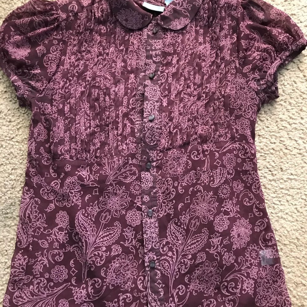 purple and white vintage collared blouse